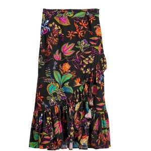 H&M floral flounced midi skirt